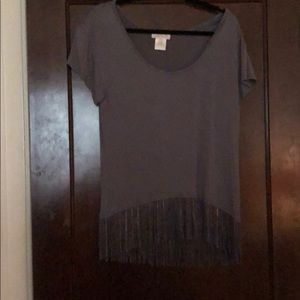 LaROK Tee with Fringe Hem